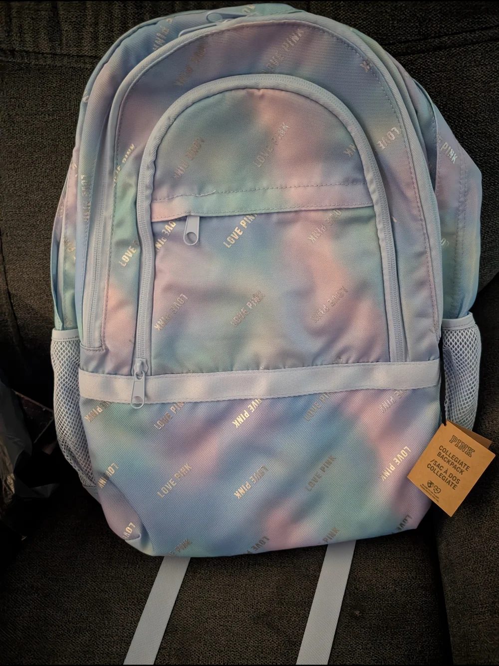 PINK Victoria's Secret Pastel Tie-Dye Backpack - Blue & Pink